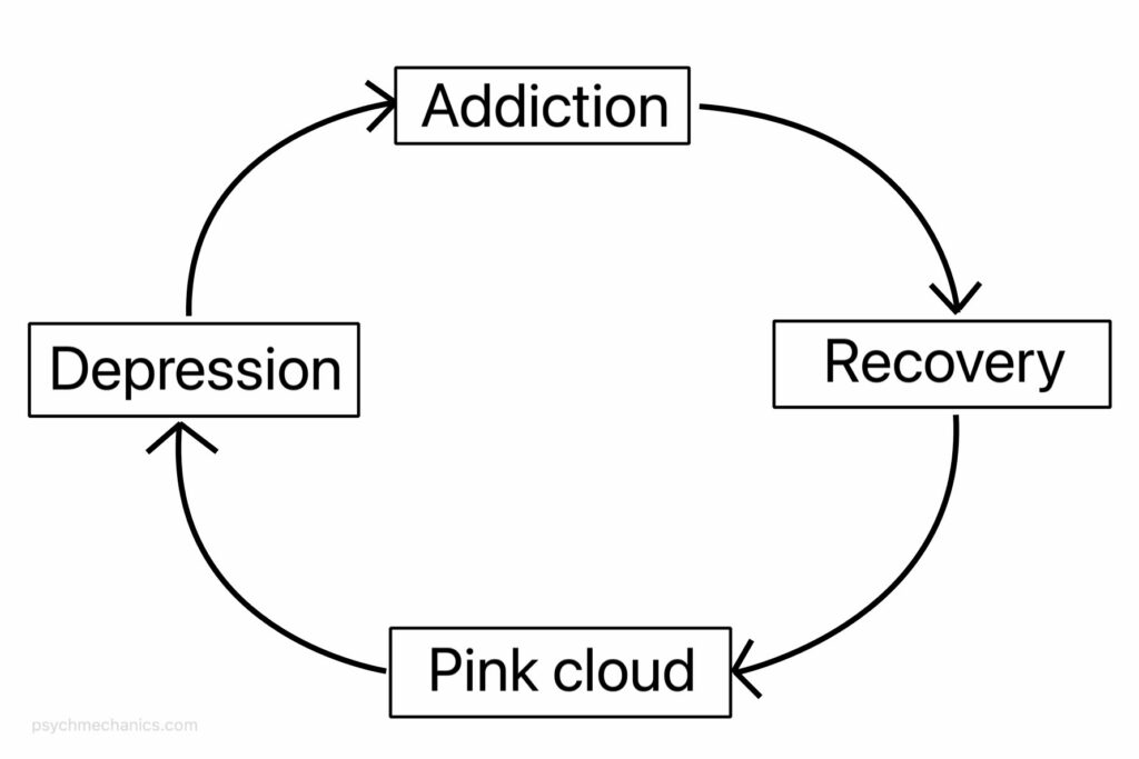 cycle of addiction with pink cloud